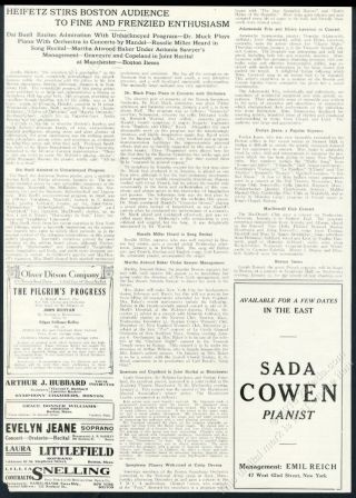 1918 Jascha Heifetz Boston Symphony Hall Review Vintage Trade Print Article