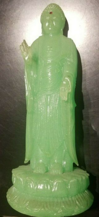 Vintage Faux Green Jade,  Resin,  Buddha Statue Figurine