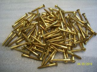 50 Vintage Solid Brass Wood Screws With The Oval Slot Head,  1 1/2 " X 5/32 " 1