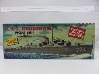 Lindberg Uss Rudderow Picket Ship Plastic Model Kit 770m:100 Started Vintage