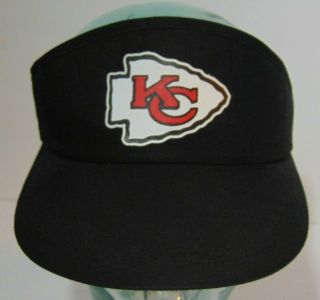 Old Vintage 1990s Kansas City Chiefs Nfl Football Adjustable Black Visor Hat Cap