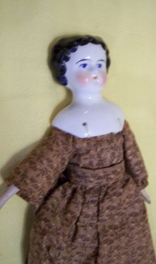 Antique 8” China Head Doll Cloth Body Wood Arms