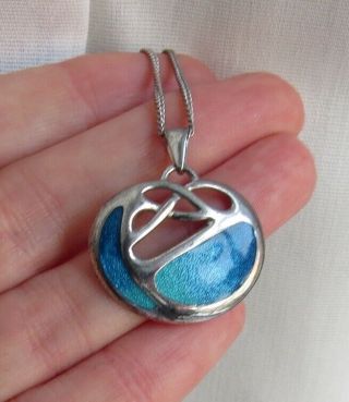 Arts And Crafts Vintage Style Sterling Silver Enamel Pendant