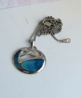 Arts and Crafts Vintage Style Sterling Silver Enamel PENDANT 2