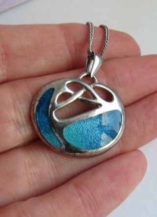 Arts and Crafts Vintage Style Sterling Silver Enamel PENDANT 3