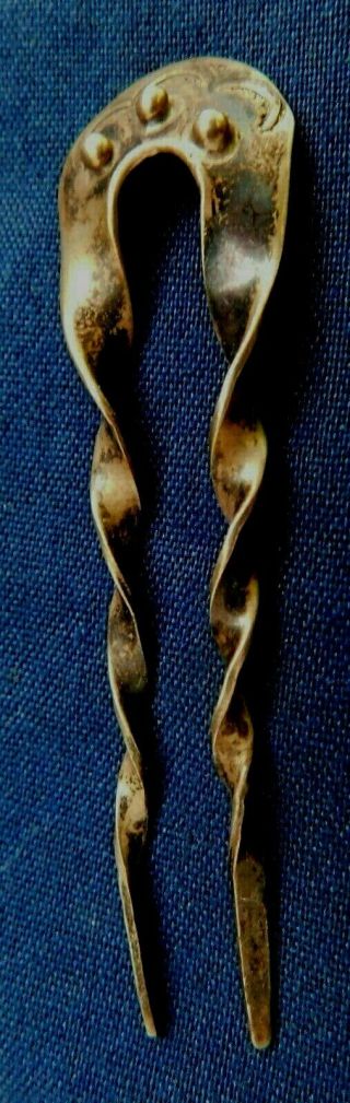 Native American Sterling Stamped Domed Handmade Vintage Hair Pin
