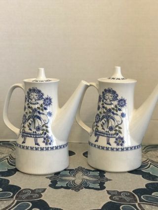 Turi - Design “Lotte” Vtg Ceramic Coffee and Tall Tea Pot Set Hand Painted Silk Sc 3