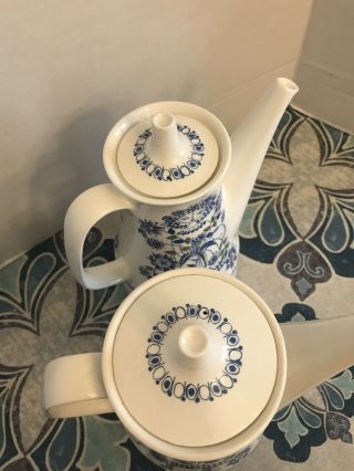 Turi - Design “Lotte” Vtg Ceramic Coffee and Tall Tea Pot Set Hand Painted Silk Sc 4