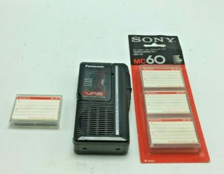 Vintage Panasonic Rn - 106 Microcassette Recorder 2 - Speed With 5 Cassette Tapes