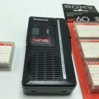 VINTAGE Panasonic RN - 106 Microcassette Recorder 2 - Speed With 5 cassette tapes 2