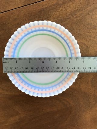 Vtg MacBeth Evans Petalware Saucer Plates Pastel Band Pink Blue Green Stripes 4