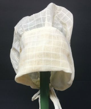 Vintage Cream Doll Sheer Dress w/ Lace Trim & Matching Hat Bonnet 5