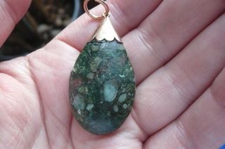 Vintage Green Fossil Agate and 9 Carat Rose Gold Pendant 4