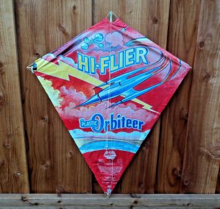 Vintage 1960s Hi Flier Plastic Orbiteer Atomic Space Rocket Kite Sputnik Color