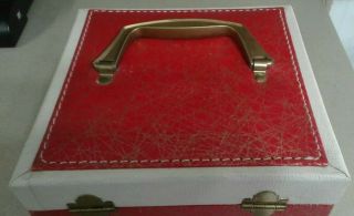 Vintage 45 Record Carrier Case Red White And Gold Web 6