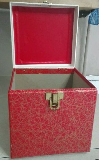 Vintage 45 Record Carrier Case Red White And Gold Web 8