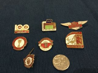 7 Vintage Enamel Man Utd Badges,  Coffer,  Reeves