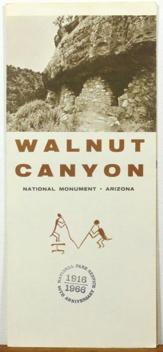 1966 Walnut Canyon National Monument Arizona Vintage Info Brochure & Map B