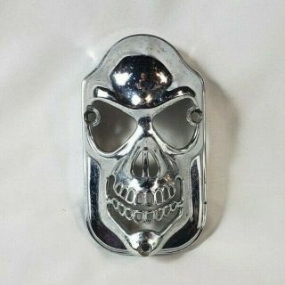 Vintage Skull Chrome Metal Tail Light Cover Motorcycle - From 1995 - 4 " X 3.  74 "