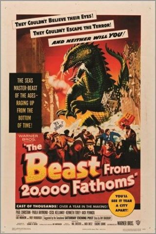 The Beast From 20,  000 Fathoms Vintage Movie Poster Adventure Terror 24x36