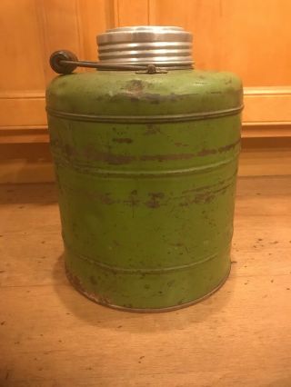 Vintage Green Galvanized Water Cooler Black Wood Handle Enamel Inside Covey? 4