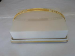 Tupperware Sheet Cake Carrier Harvest Gold Sheer Lid W Handle Vintage 622 623