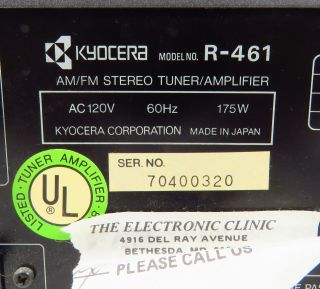 VINTAGE KYOCERA R - 461 QUARTZ SYNTHESIZED AM/FM STEREO TUNER AMPLIFER 175W JAPAN 5