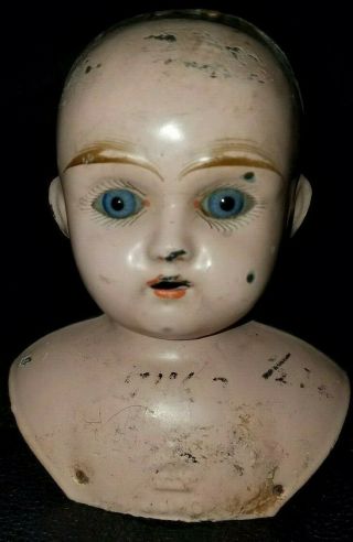 Antique Metal Doll Head W/glass Eyes Germany