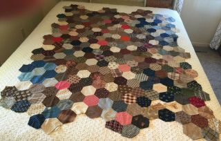 Vintage Patchwork Unfinished Quilt Top Piece Handsewn Great For Crafts 48 " X 62 "