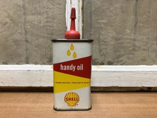 Vintage Shell Handy Oil Oiler Tin Can Old Gas Oil Service Station Advertising