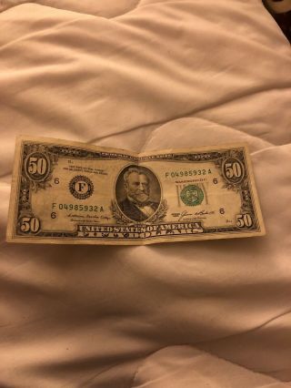 1985 (e) $50 Fifty Dollar Bill Federal Reserve Note Atlanta Vintage Old Money
