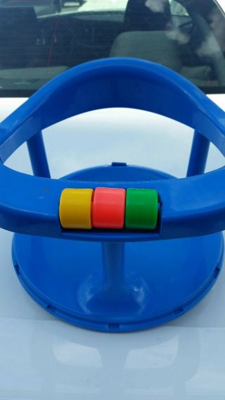 Vintage Safety 1st Blue Baby Bath Seat Locking Swivel Tub Chair Suction Ring