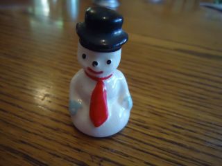 Vintage Porcelain/ceramic 3d Snowman Ornament 2 Inch Made In Japan