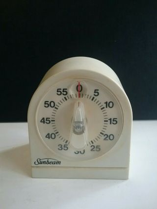 Rare Vintage Sunbeam Clear Dial Kitchen Timer - Made In Usa