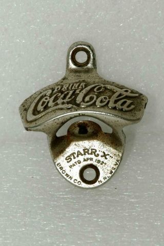 Vintage Antique Coke Coca - Cola Wall - Mount Bottle Opener Starr X 1925 Brown Co
