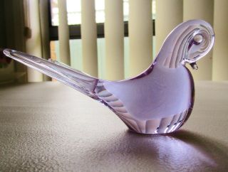 Vintage Purple Alexandrite Neodymium Murano Art Glass Bird Figurine Paper Weigh
