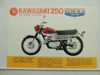 Vintage Kawasaki 250 Samurai A1ss Brochure And Specifications Scrambler L6419
