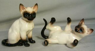 Vintage Norcrest Pair (2) Siamese Cat Kitten Figurines Playing