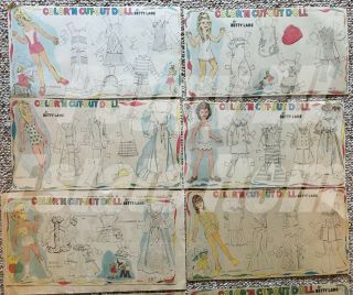 43 UNCUT NEWSPAPER PAPER DOLLS ' COLOR ' N CUT - OUT DOLL BY BETTY LANE ' 1973 3
