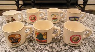 Vintage - Rare - Boy Scout Of America Ceramic Mug Set Of 7