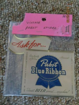 Ask For.  Pabst Blue Ribbon Finest Beer Served Anywhere Vtg Sticker