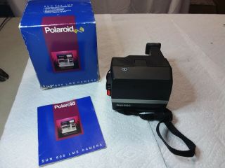 Vintage Polaroid Sun 600 Instant Camera W/Strap and Orig.  Box.  W/O Film 2