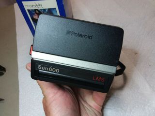 Vintage Polaroid Sun 600 Instant Camera W/Strap and Orig.  Box.  W/O Film 3