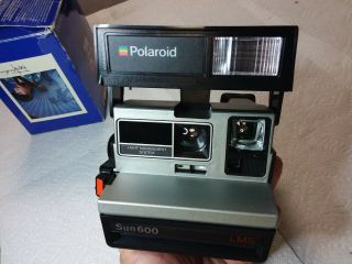 Vintage Polaroid Sun 600 Instant Camera W/Strap and Orig.  Box.  W/O Film 4