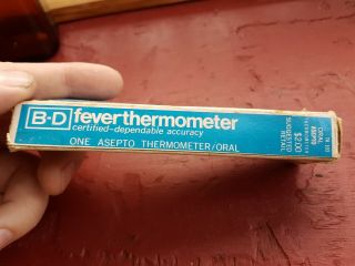 Vintage BD Asepto Glass Medical Fever Thermometer Becton Dickinson Plus Add 4