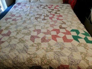 Vintage Fan Quilted Full Bed - Multi - Colored - Blanket Quilt - See Descr