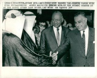 Gamal Abdel Nasser With King Faisal Of Saudi.  - Vintage Photo