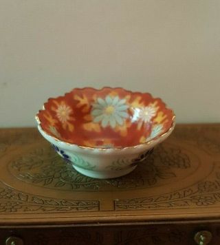 Dollhouse Miniature Vintage Japanese Porcelain Bowl,  Handpainted By Artisan