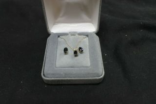 Vintage 14kt Gold Sapphire Earring Pendant Necklace Set 1.  4g