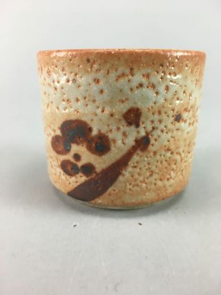Japanese Shino Ware Ceramic Teacup Yunomi Vtg Pottery Hand Painted Orange PT40 4